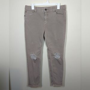 Free People Womens Size 31 Jeans Skinny Beige Distressed Ripped Denim